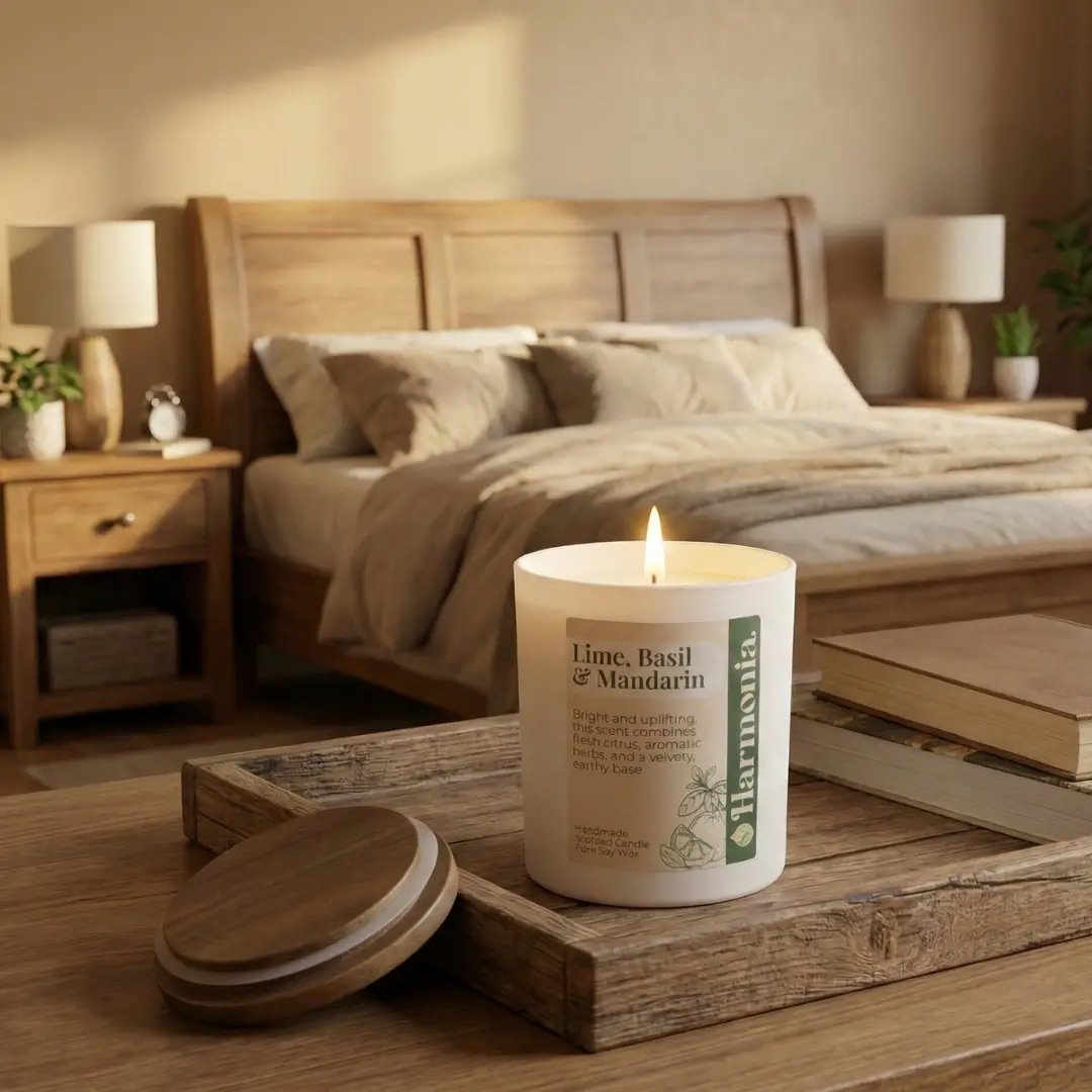 Lime, Basil & Mandarin White Glass Candle