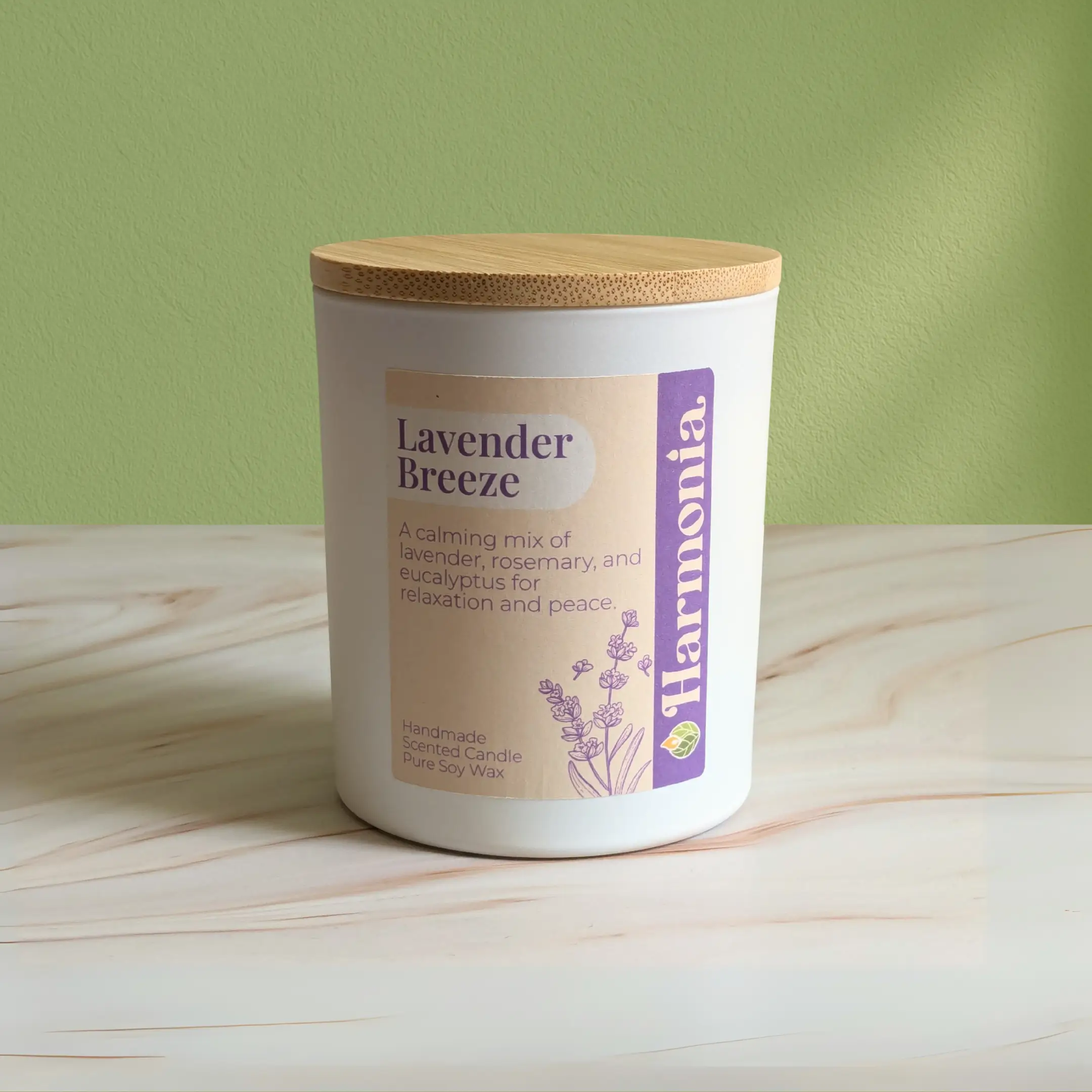 Lavender Breeze White Glass Candle