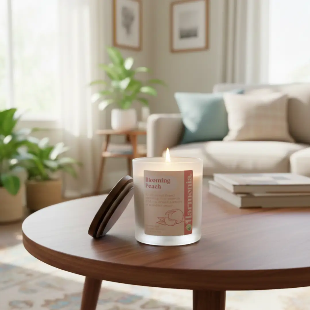 Blooming Peach Frosted Glass Candle