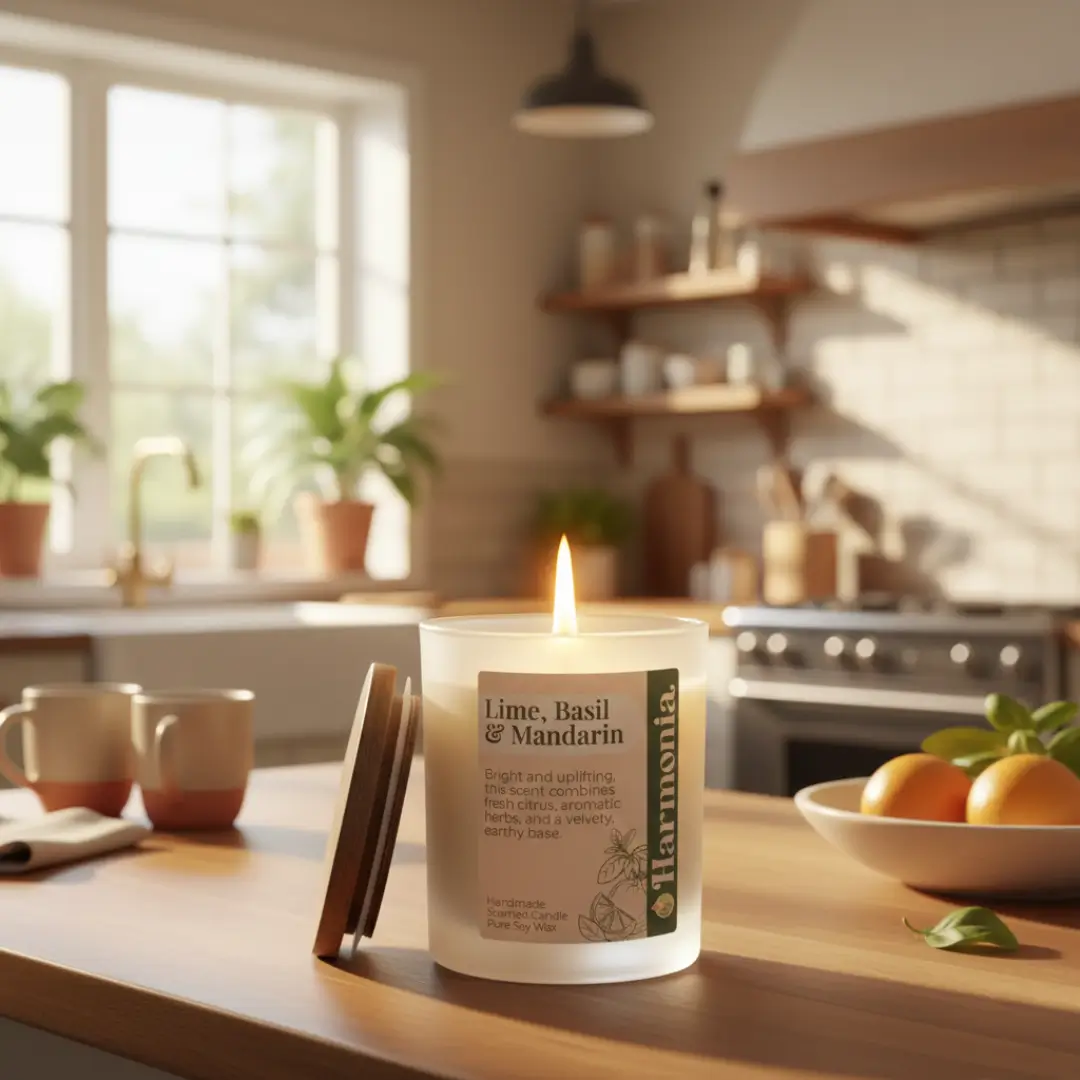 Lime, Basil & Mandarin Frosted Glass Candle