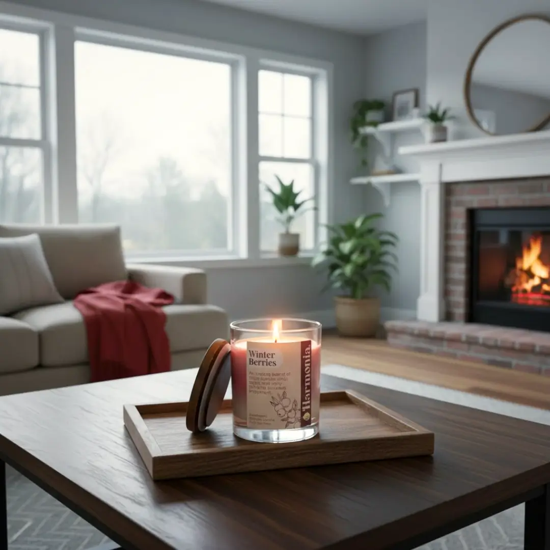 Winter Berries Coloured Candle